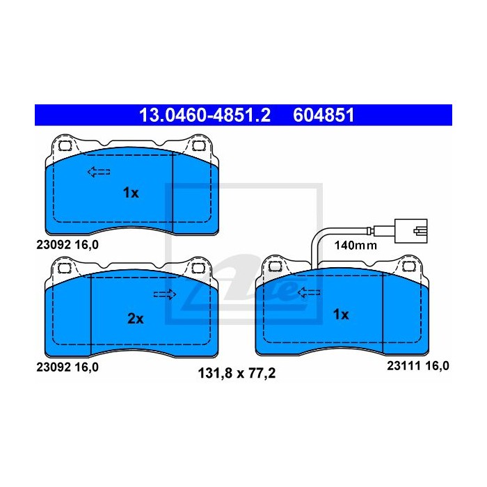 ATE Bremsbelagsatz, Scheibenbremse 13.0460-4851.2
