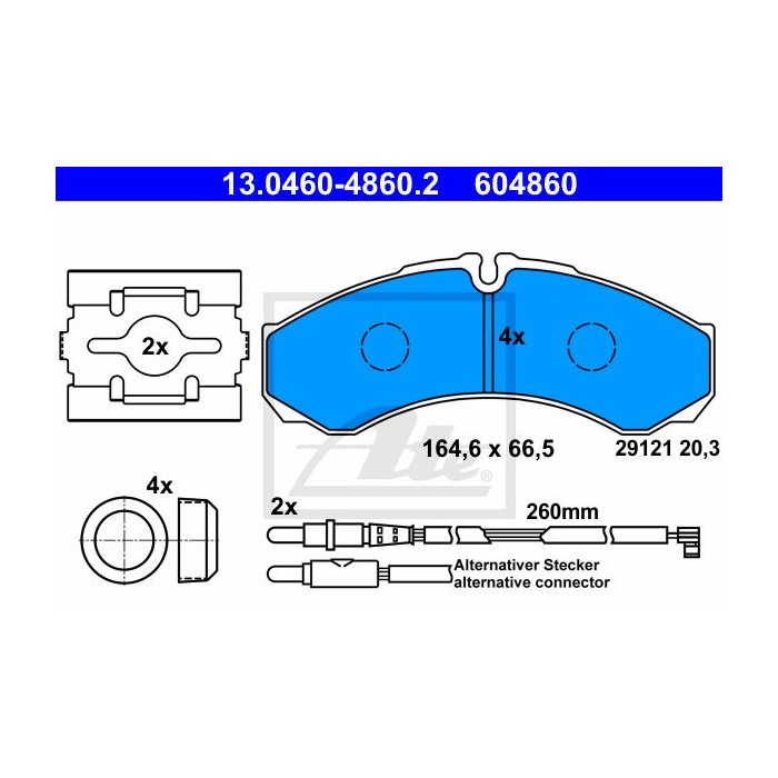 ATE Bremsbelagsatz, Scheibenbremse 13.0460-4860.2