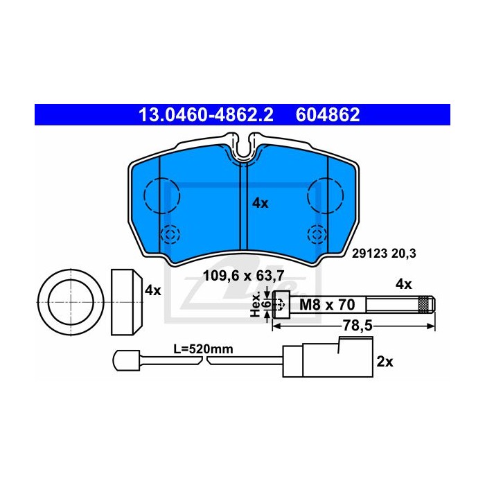 ATE Bremsbelagsatz, Scheibenbremse 13.0460-4862.2