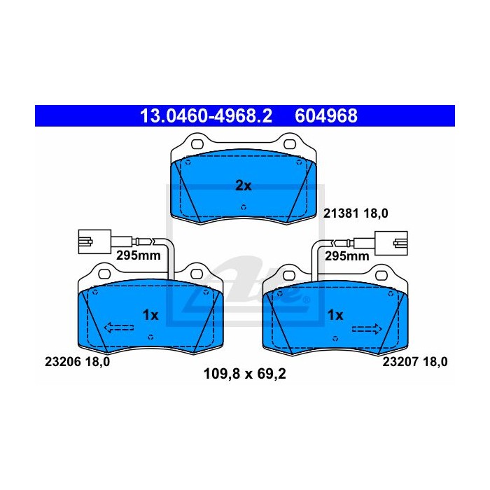 ATE Bremsbelagsatz, Scheibenbremse 13.0460-4968.2