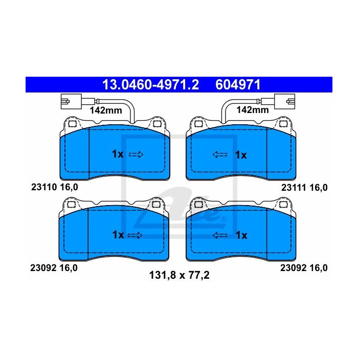 ATE Bremsbelagsatz, Scheibenbremse 13.0460-4971.2