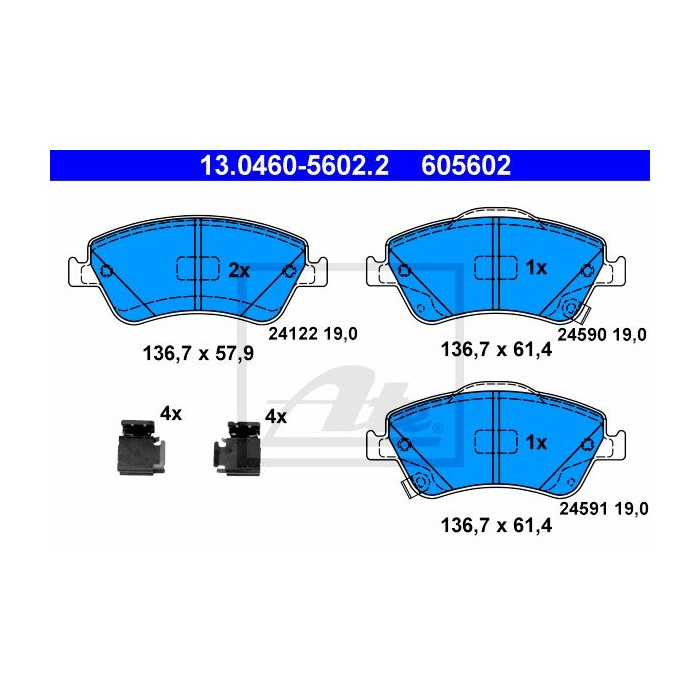 ATE Bremsbelagsatz, Scheibenbremse 13.0460-5602.2