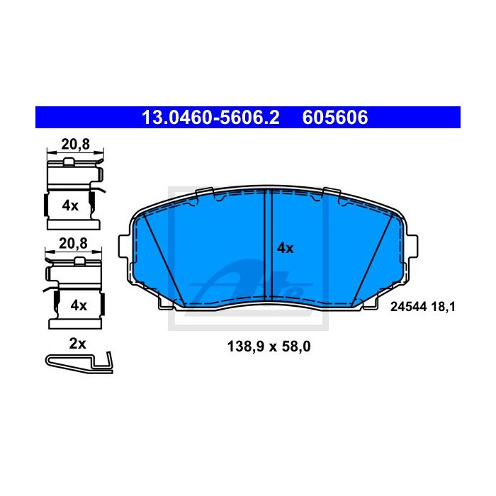 ATE Bremsbelagsatz, Scheibenbremse 13.0460-5606.2