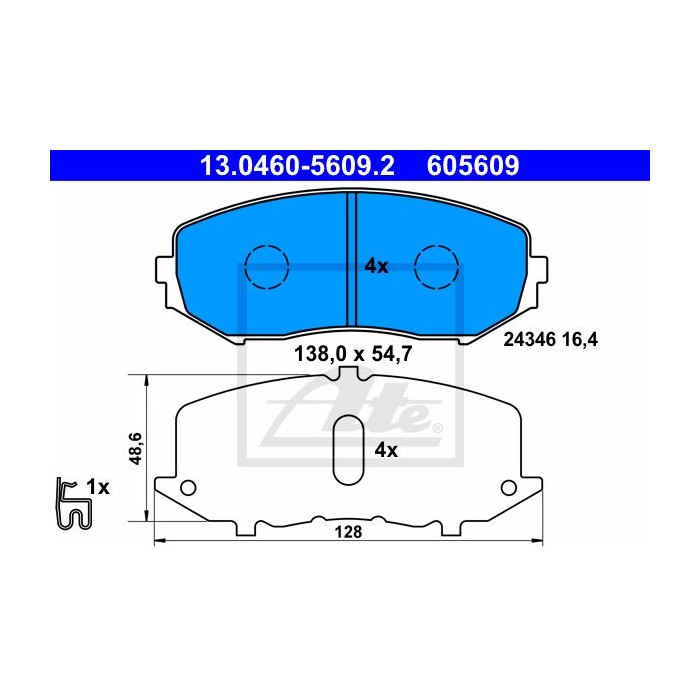 ATE Bremsbelagsatz, Scheibenbremse 13.0460-5609.2