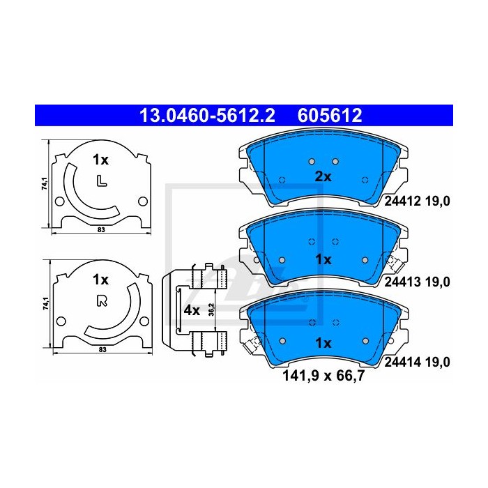 ATE Bremsbelagsatz, Scheibenbremse 13.0460-5612.2