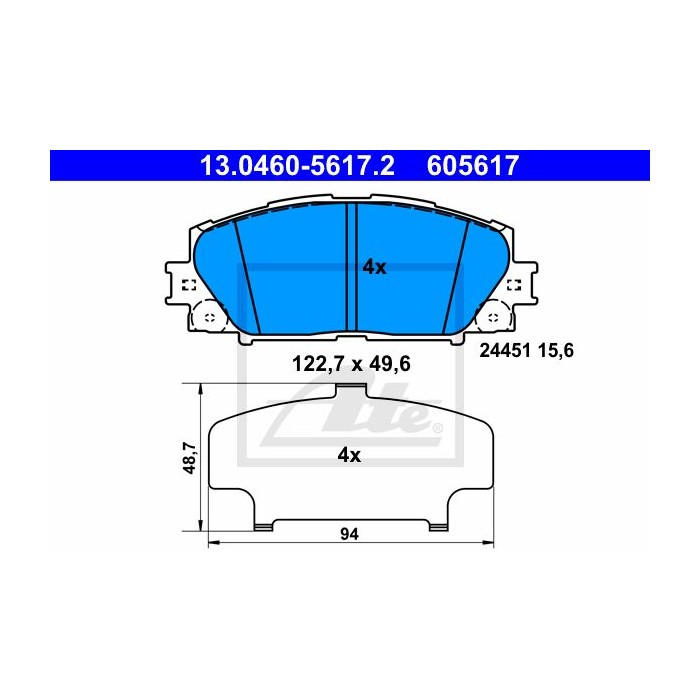 ATE Bremsbelagsatz, Scheibenbremse 13.0460-5617.2