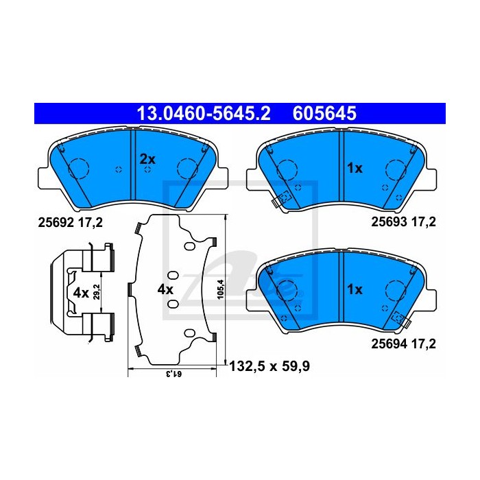 ATE Bremsbelagsatz, Scheibenbremse 13.0460-5645.2