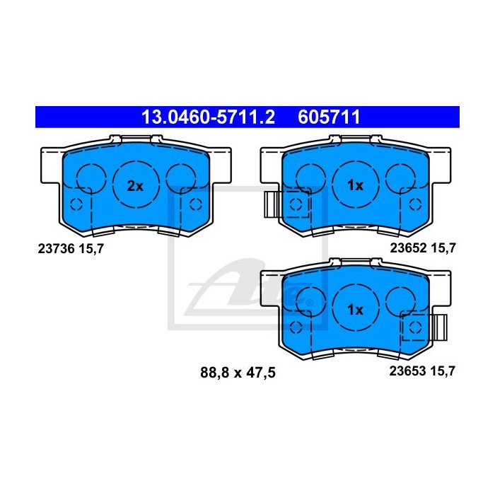 ATE Bremsbelagsatz, Scheibenbremse 13.0460-5711.2