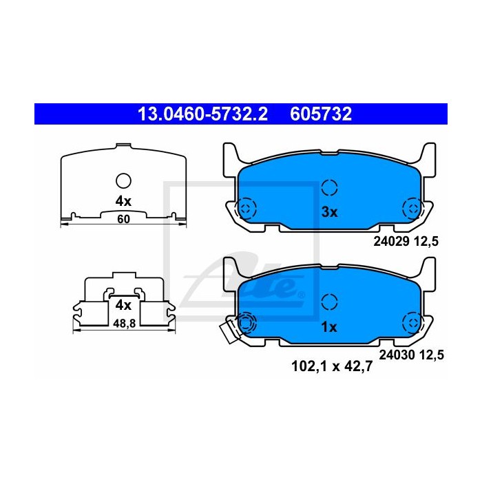 ATE Bremsbelagsatz, Scheibenbremse 13.0460-5732.2