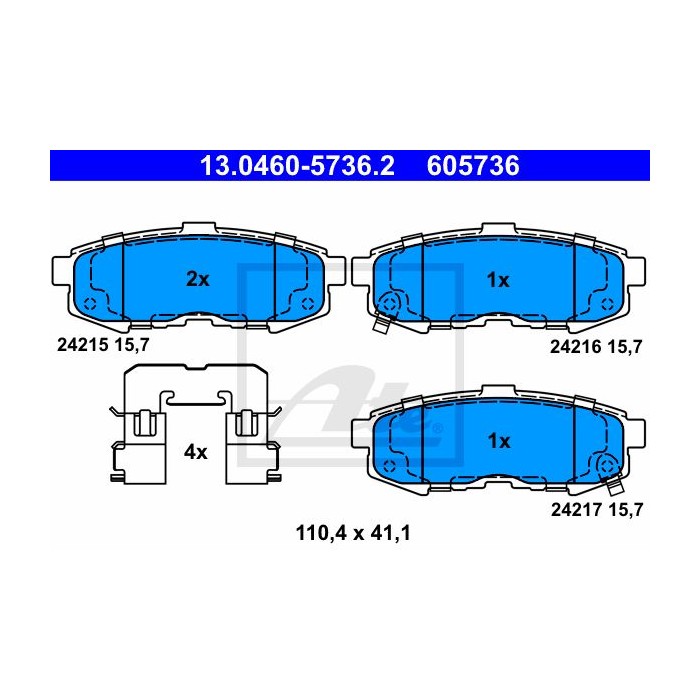 ATE Bremsbelagsatz, Scheibenbremse 13.0460-5736.2