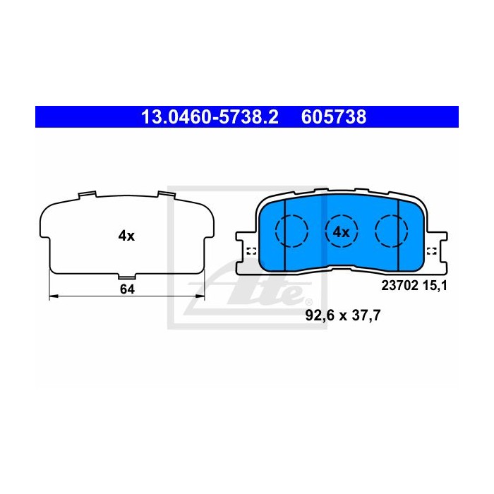 ATE Bremsbelagsatz, Scheibenbremse 13.0460-5738.2