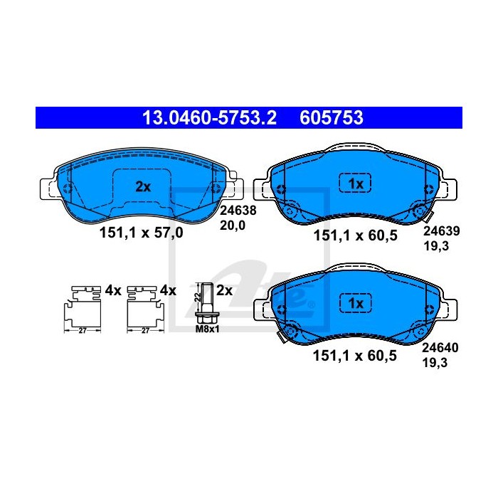 ATE Bremsbelagsatz, Scheibenbremse 13.0460-5753.2