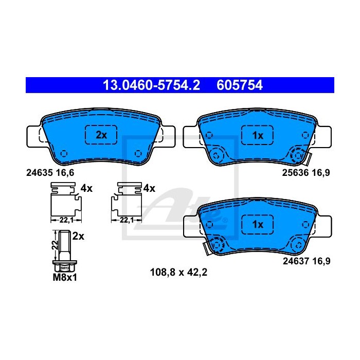 ATE Bremsbelagsatz, Scheibenbremse 13.0460-5754.2