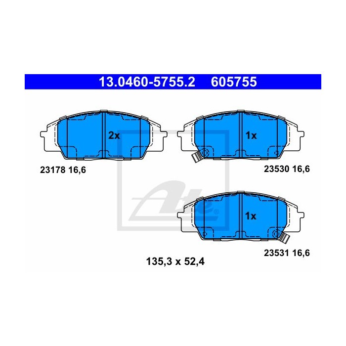 ATE Bremsbelagsatz, Scheibenbremse 13.0460-5755.2