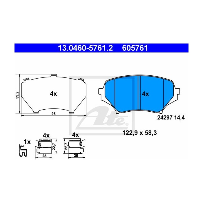 ATE Bremsbelagsatz, Scheibenbremse 13.0460-5761.2