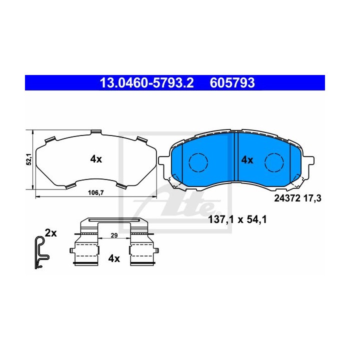 ATE Bremsbelagsatz, Scheibenbremse 13.0460-5793.2