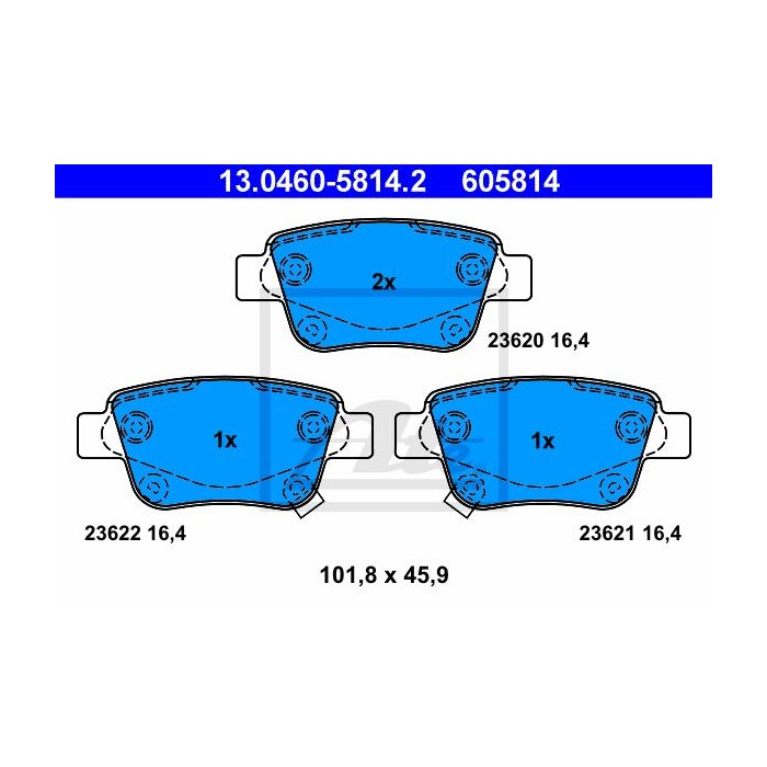 ATE Bremsbelagsatz, Scheibenbremse 13.0460-5814.2