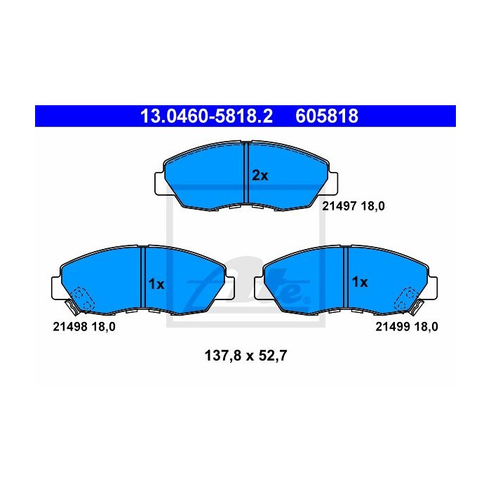 ATE Bremsbelagsatz, Scheibenbremse 13.0460-5818.2