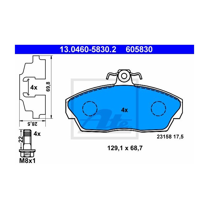 ATE Bremsbelagsatz, Scheibenbremse 13.0460-5830.2