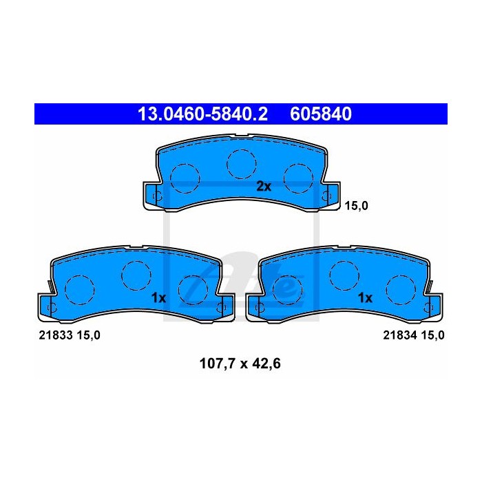 ATE Bremsbelagsatz, Scheibenbremse 13.0460-5840.2