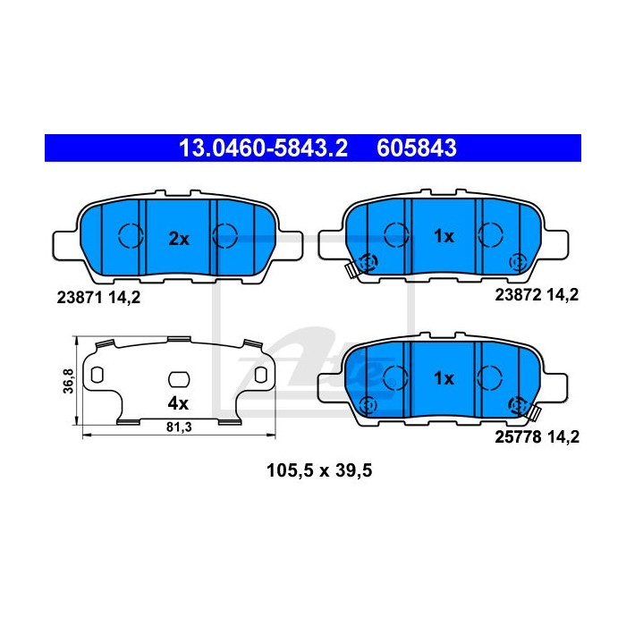 ATE Bremsbelagsatz, Scheibenbremse 13.0460-5843.2