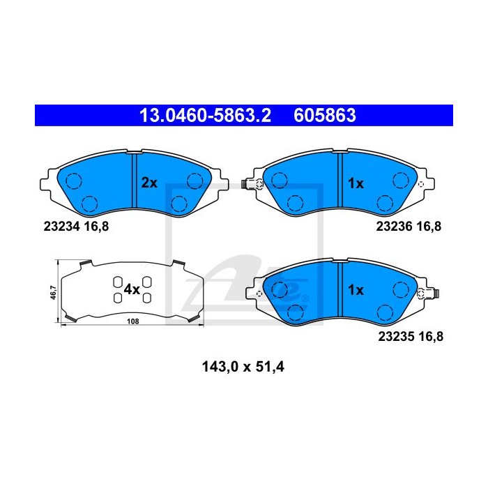 ATE Bremsbelagsatz, Scheibenbremse 13.0460-5863.2