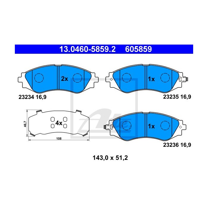 ATE Bremsbelagsatz, Scheibenbremse 13.0460-5859.2