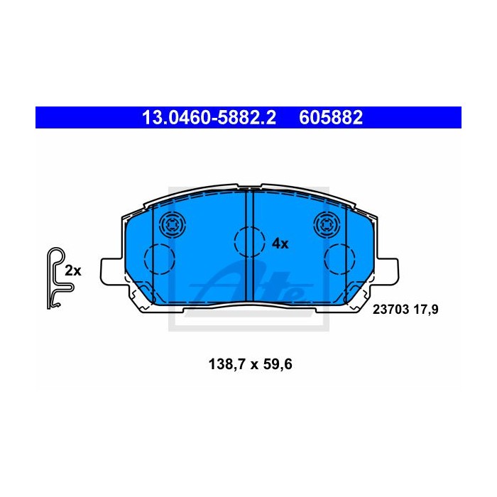 ATE Bremsbelagsatz, Scheibenbremse 13.0460-5882.2