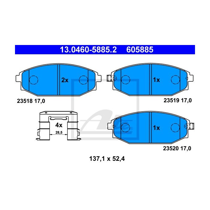 ATE Bremsbelagsatz, Scheibenbremse 13.0460-5885.2