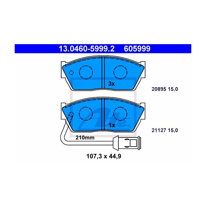 ATE Bremsbelagsatz, Scheibenbremse 13.0460-5999.2