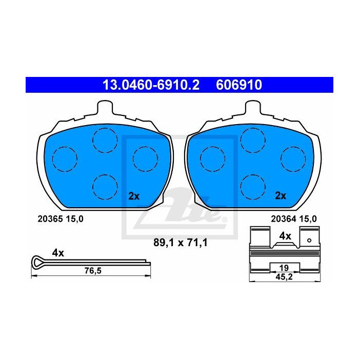 ATE Bremsbelagsatz, Scheibenbremse 13.0460-6910.2