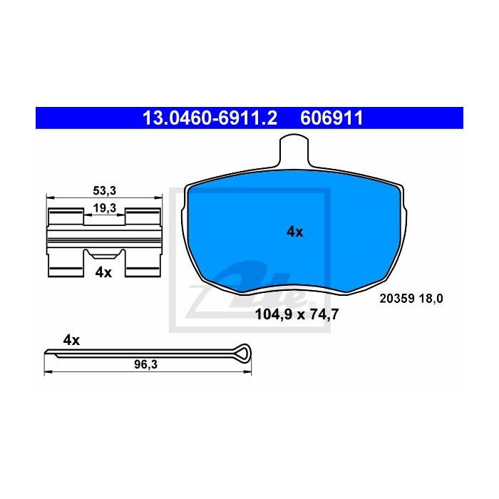 ATE Bremsbelagsatz, Scheibenbremse 13.0460-6911.2