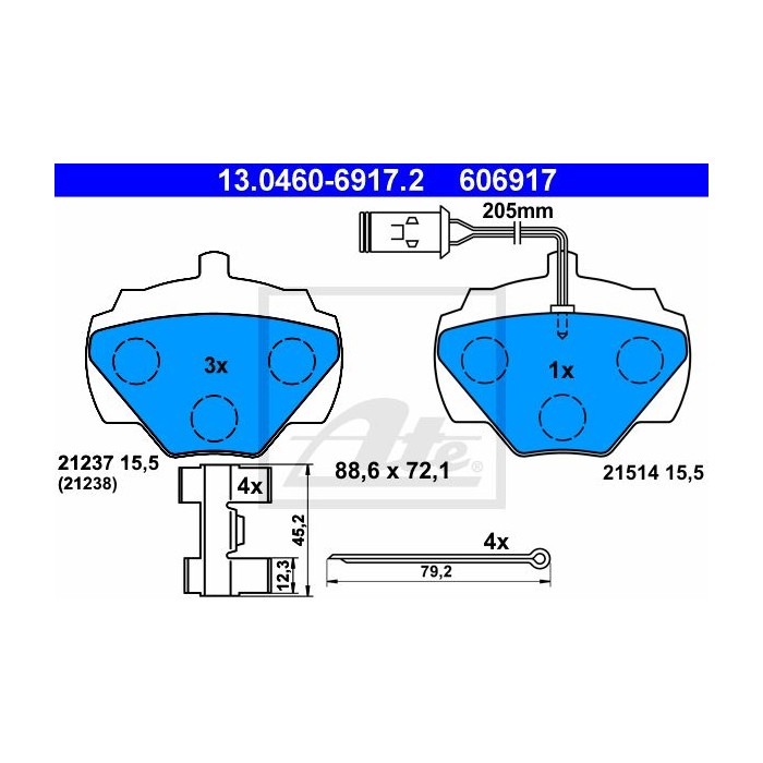 ATE Bremsbelagsatz, Scheibenbremse 13.0460-6917.2