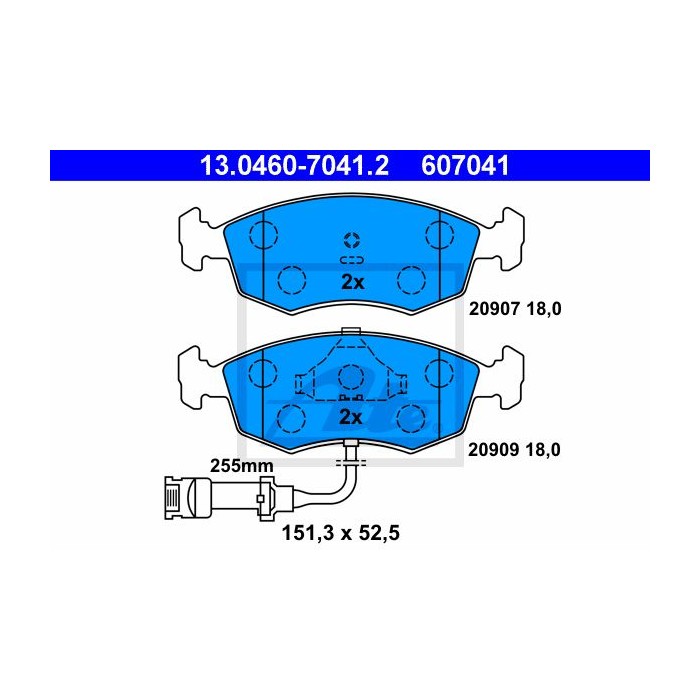 ATE Bremsbelagsatz, Scheibenbremse 13.0460-7041.2