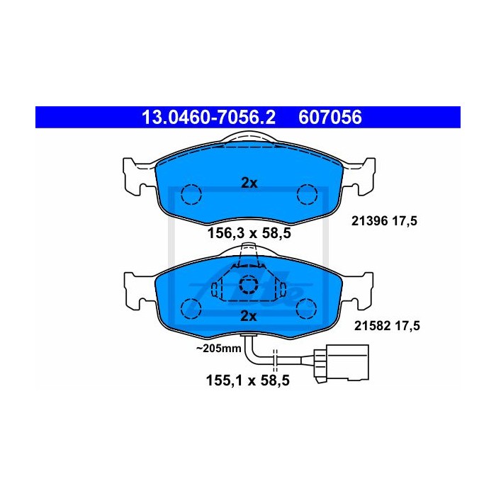 ATE Bremsbelagsatz, Scheibenbremse 13.0460-7056.2