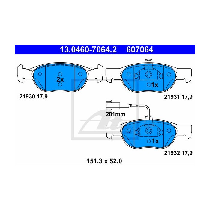 ATE Bremsbelagsatz, Scheibenbremse 13.0460-7064.2