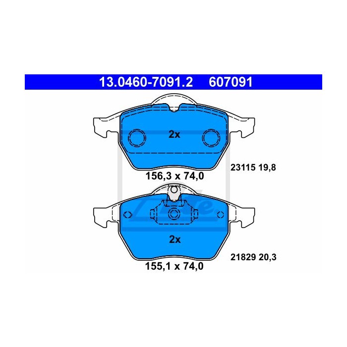 ATE Bremsbelagsatz, Scheibenbremse 13.0460-7091.2