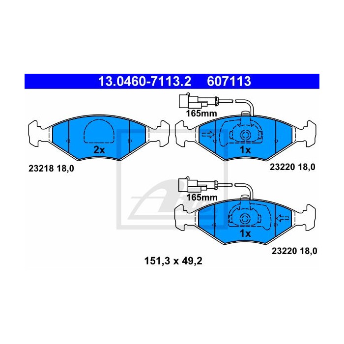 ATE Bremsbelagsatz, Scheibenbremse 13.0460-7113.2
