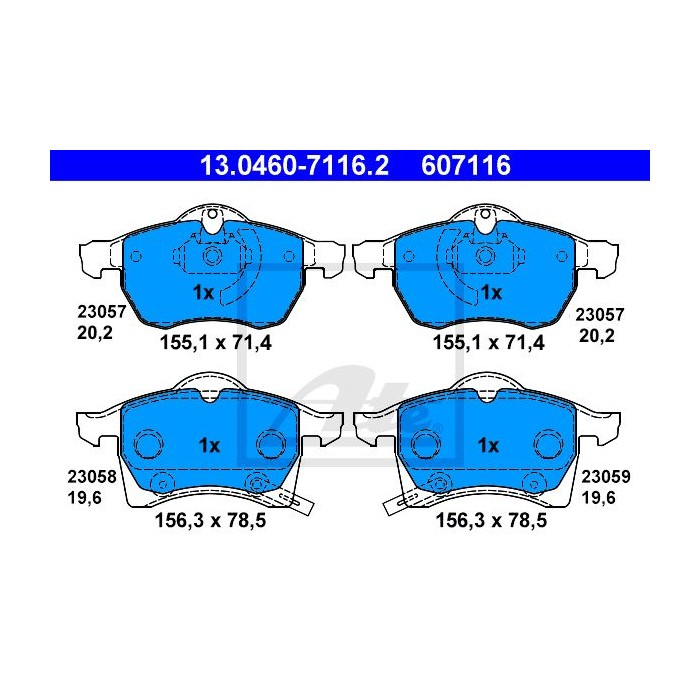 ATE Bremsbelagsatz, Scheibenbremse 13.0460-7116.2
