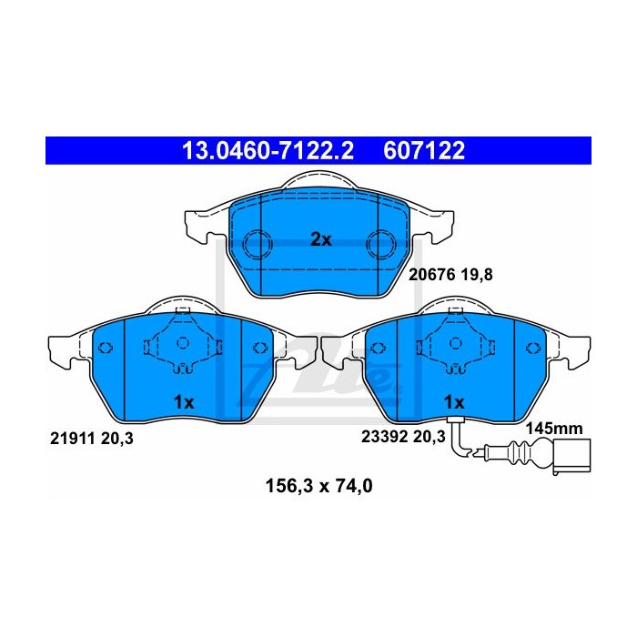 ATE Bremsbelagsatz, Scheibenbremse 13.0460-7122.2