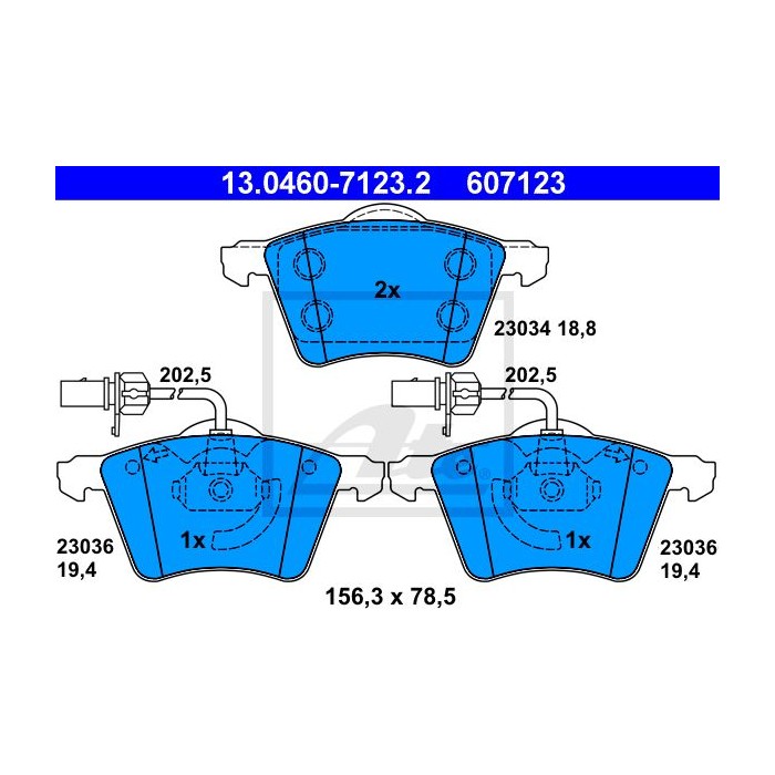 ATE Bremsbelagsatz, Scheibenbremse 13.0460-7123.2