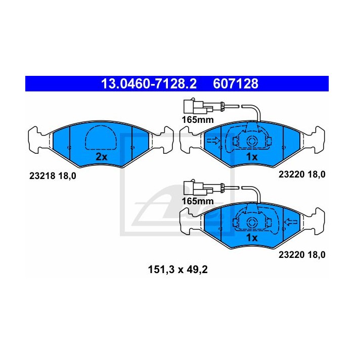 ATE Bremsbelagsatz, Scheibenbremse 13.0460-7128.2