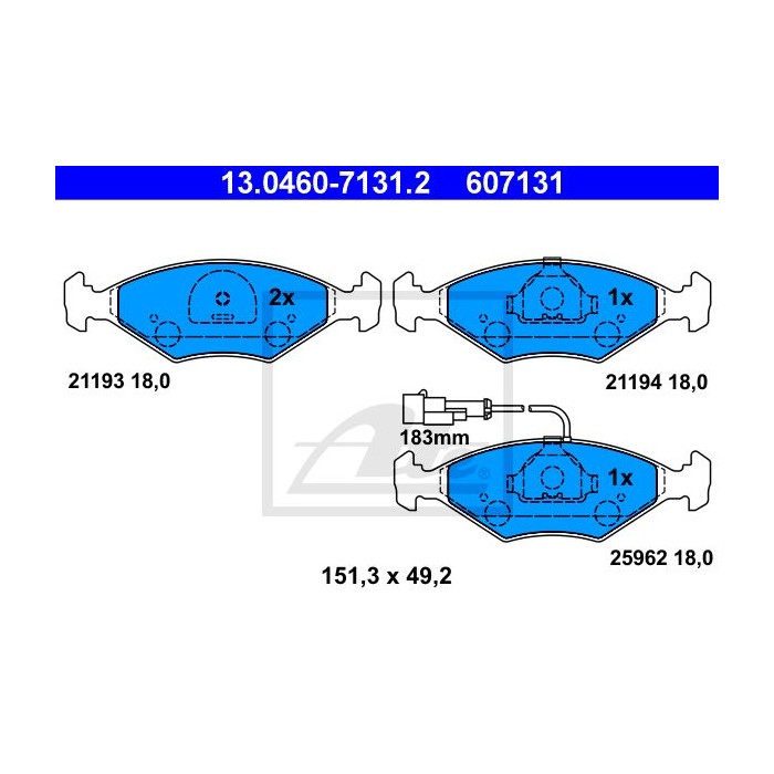 ATE Bremsbelagsatz, Scheibenbremse 13.0460-7131.2