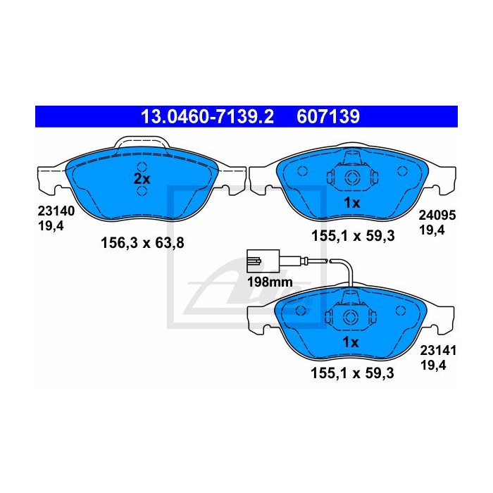 ATE Bremsbelagsatz, Scheibenbremse 13.0460-7139.2
