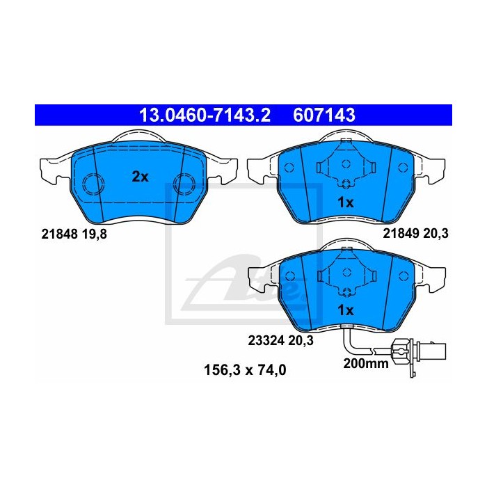 ATE Bremsbelagsatz, Scheibenbremse 13.0460-7143.2