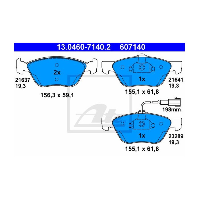 ATE Bremsbelagsatz, Scheibenbremse 13.0460-7140.2