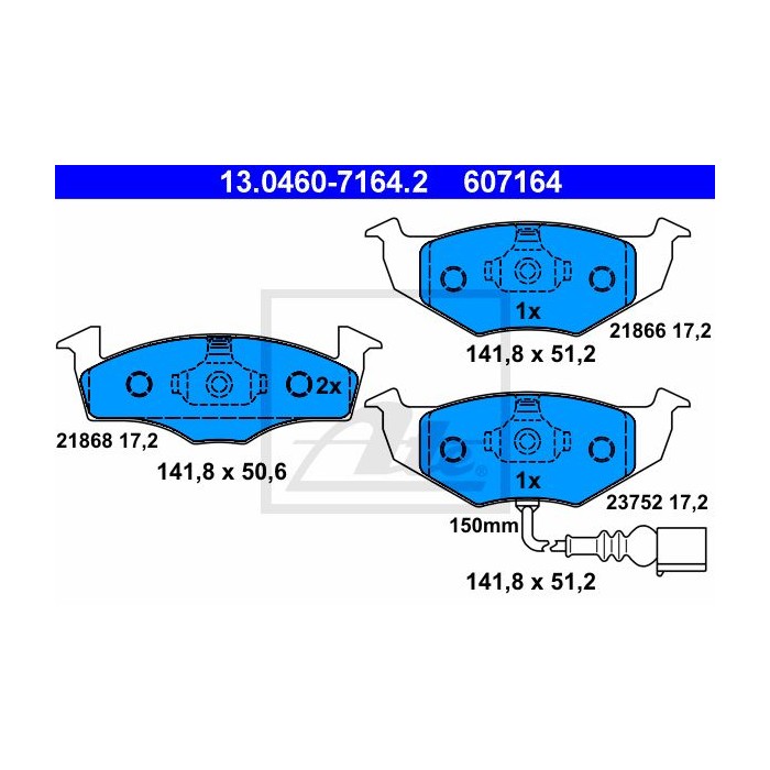 ATE Bremsbelagsatz, Scheibenbremse 13.0460-7164.2