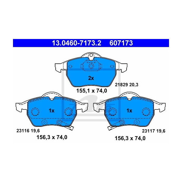 ATE Bremsbelagsatz, Scheibenbremse 13.0460-7173.2