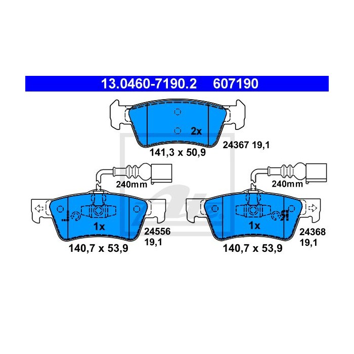 ATE Bremsbelagsatz, Scheibenbremse 13.0460-7190.2