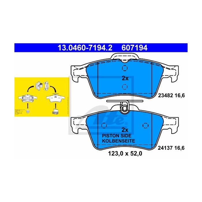 ATE Bremsbelagsatz, Scheibenbremse 13.0460-7194.2